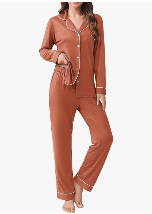 Women's Premium Cotton Jersey Pajama Set | High-Quality Piping Night Suit