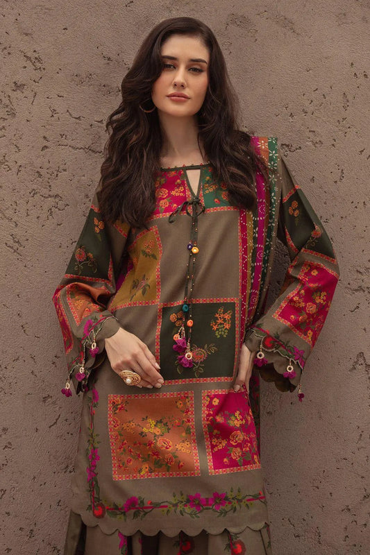 Vintage Mosaic Floral Printed Lawn Suit with Dupatta β 3 Piece