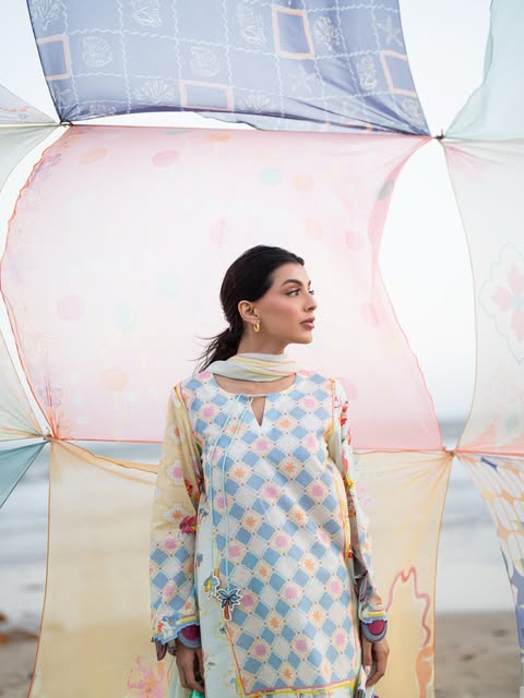 Ocean Breeze β 3-Piece Printed Lawn Suit