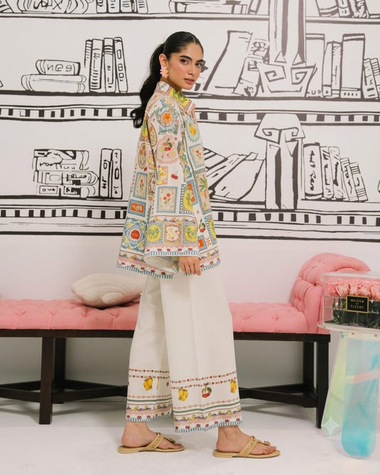 Vintage Postcard β 3-Piece Printed Lawn Suit
