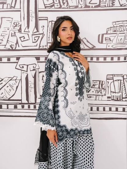 Vanilla-Monochrome Elegance Lawn Printed 3-Piece Suit