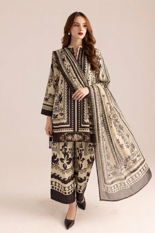 Sepia Damask 3-Piece