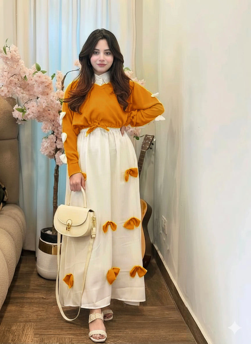 Bow-Accent Knit & Maxi Set