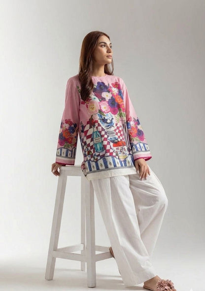 Vibrant Flora Kurta & Farshi Shalwar - Garden Pink