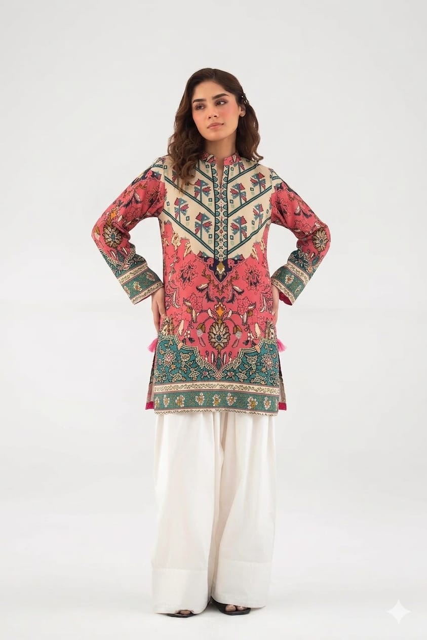 Peach Blossom Filigree Kurta & Farshi Shalwar