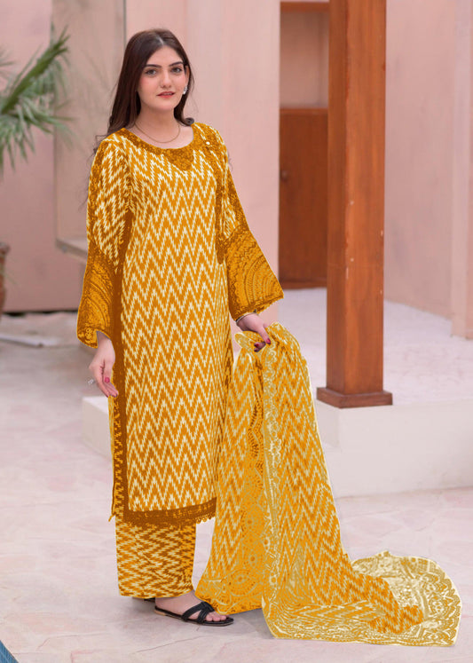Zig-Zag Printed 3-Piece Lawn Set