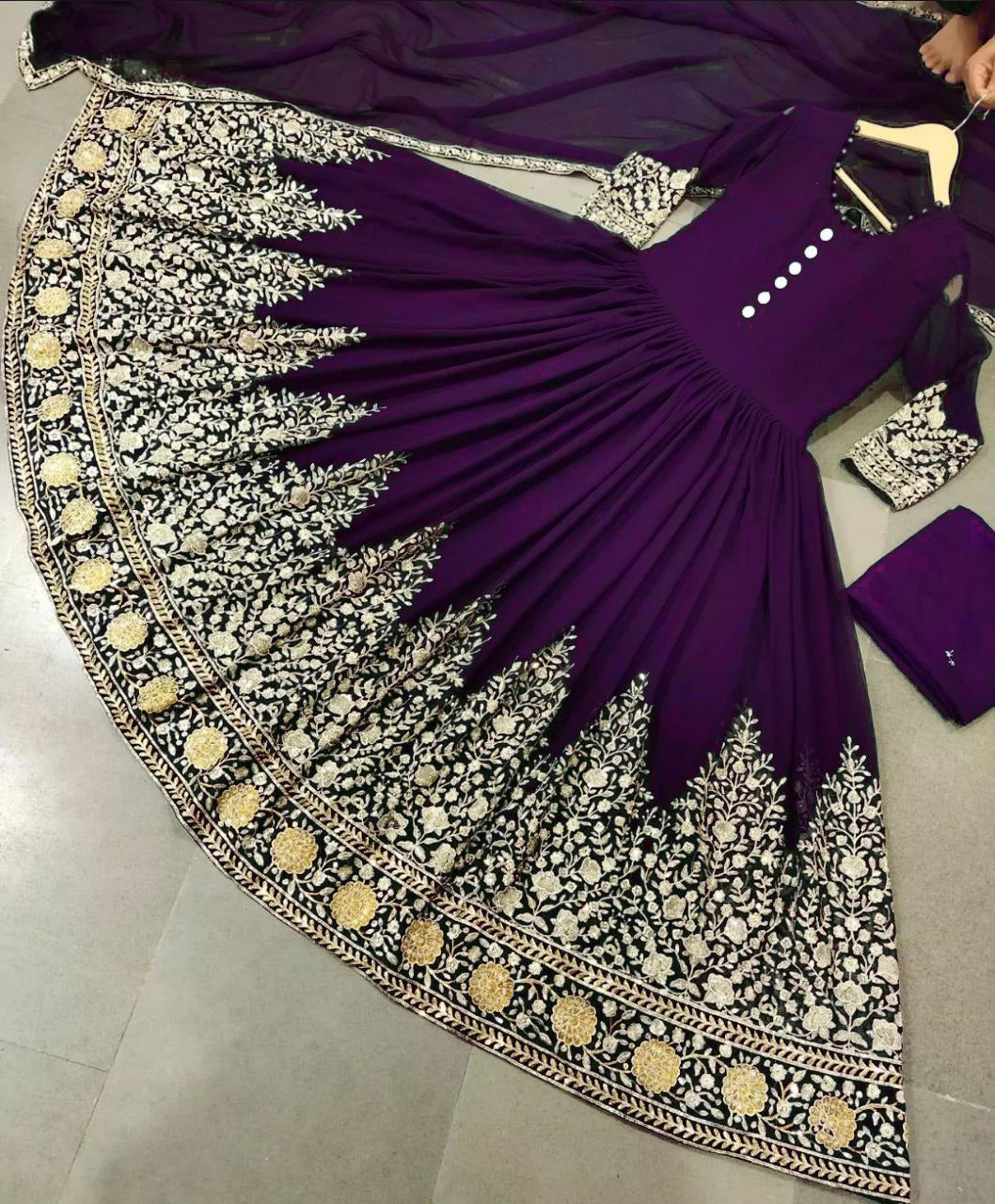 Premium Chiffon Heavily Embroidered 3-Piece Maxi Dress with Four-Side Border Dupatta
