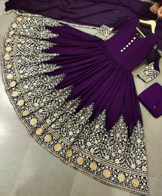 Premium Chiffon Heavily Embroidered 3-Piece Maxi Dress with Four-Side Border Dupatta