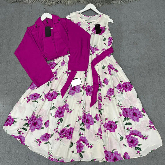 Digital Printed Maxi with Cotton Koti (2-Piece Set)