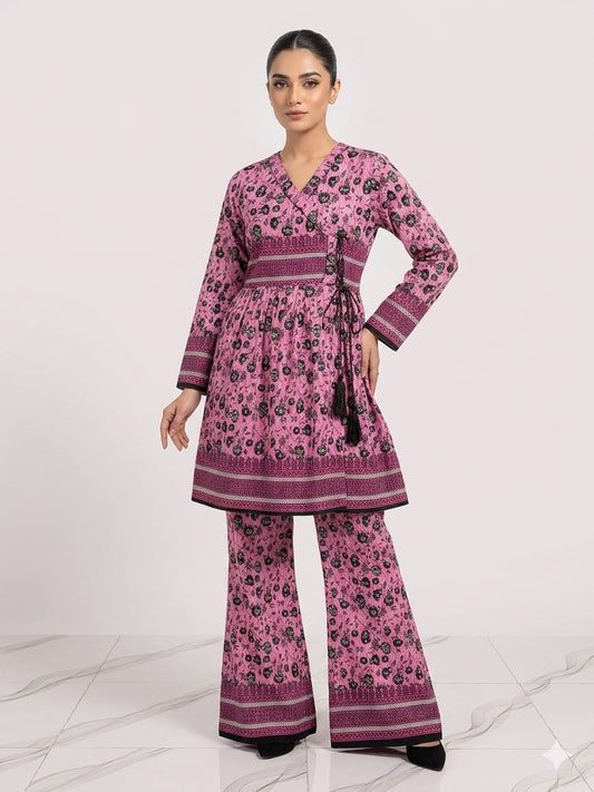 Premium Quality PC Cotton All-Over Printed Angrakha Frock & Flapper Set – 2-Piece
