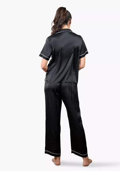 Women's Imported China Silk Pajama Set | Premium Piping Night Suit
