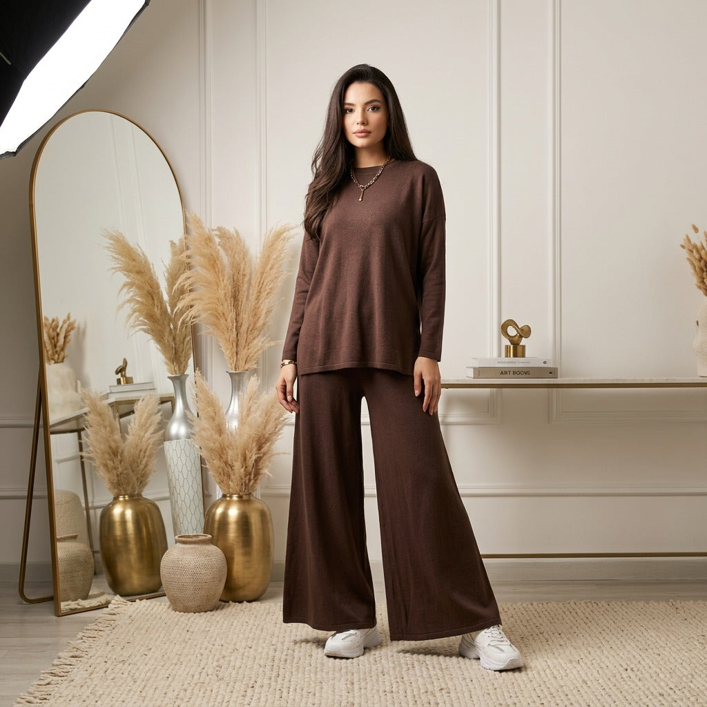 Minimalist Summer Friendly Cotton Jersey Tunic & Wide-Leg Pant Set