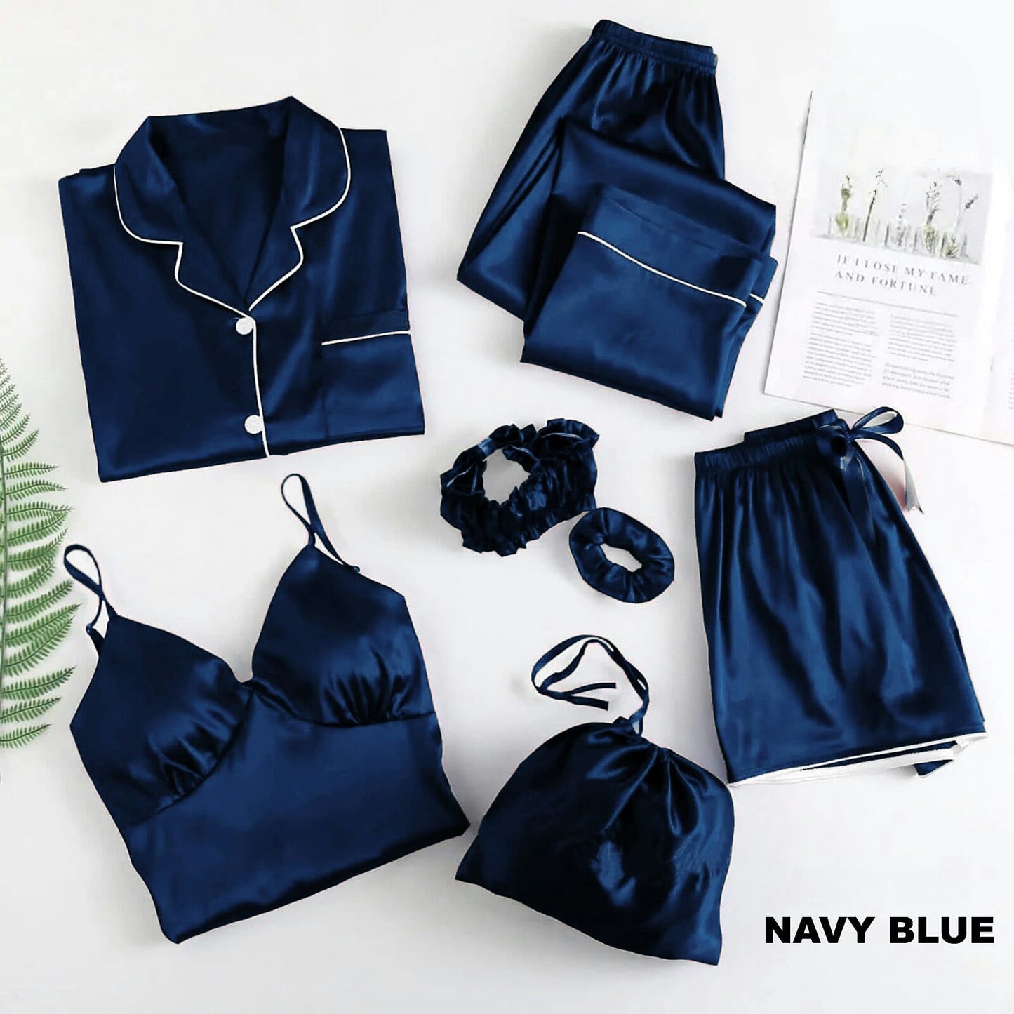 Premium 6-Piece Satin Silk Nightwear & Pajama Set