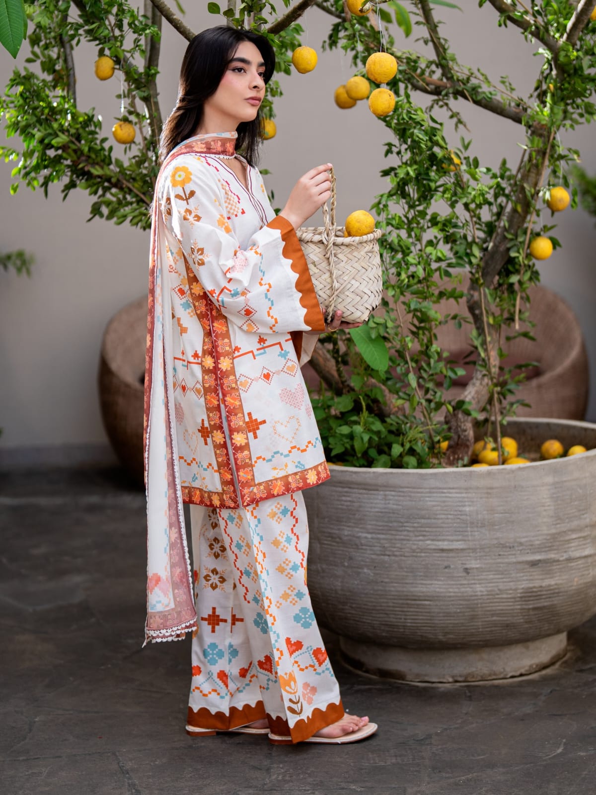 Citrus Mosaic – 3-Piece Printed Lawn Suit