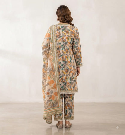 Autumn Leaf Printed Pure Lawn 3-Piece Stitched Suit