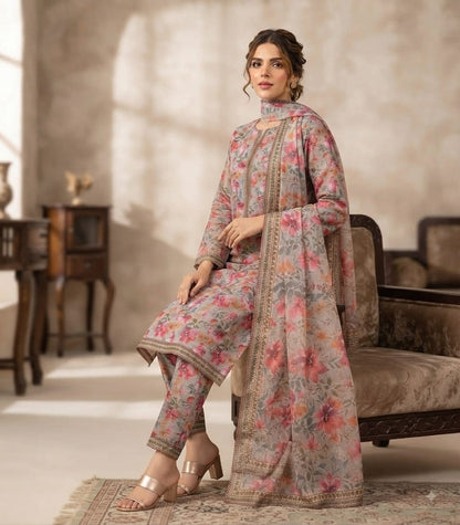 Blossom Mist Printed Pure Lawn 3-Piece Stitched Suit