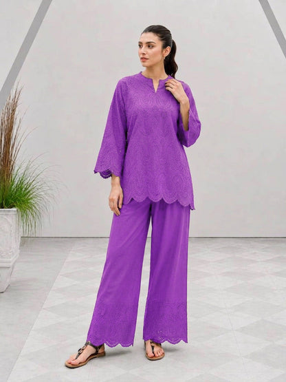 All-Over Chikankari Embroidered Cotton Suit (2PC)
