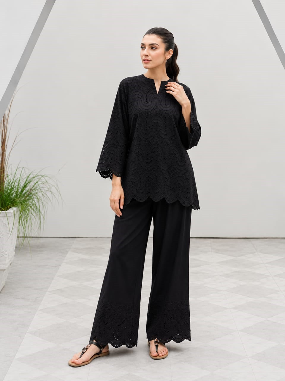 All-Over Chikankari Embroidered Cotton Suit (2PC)
