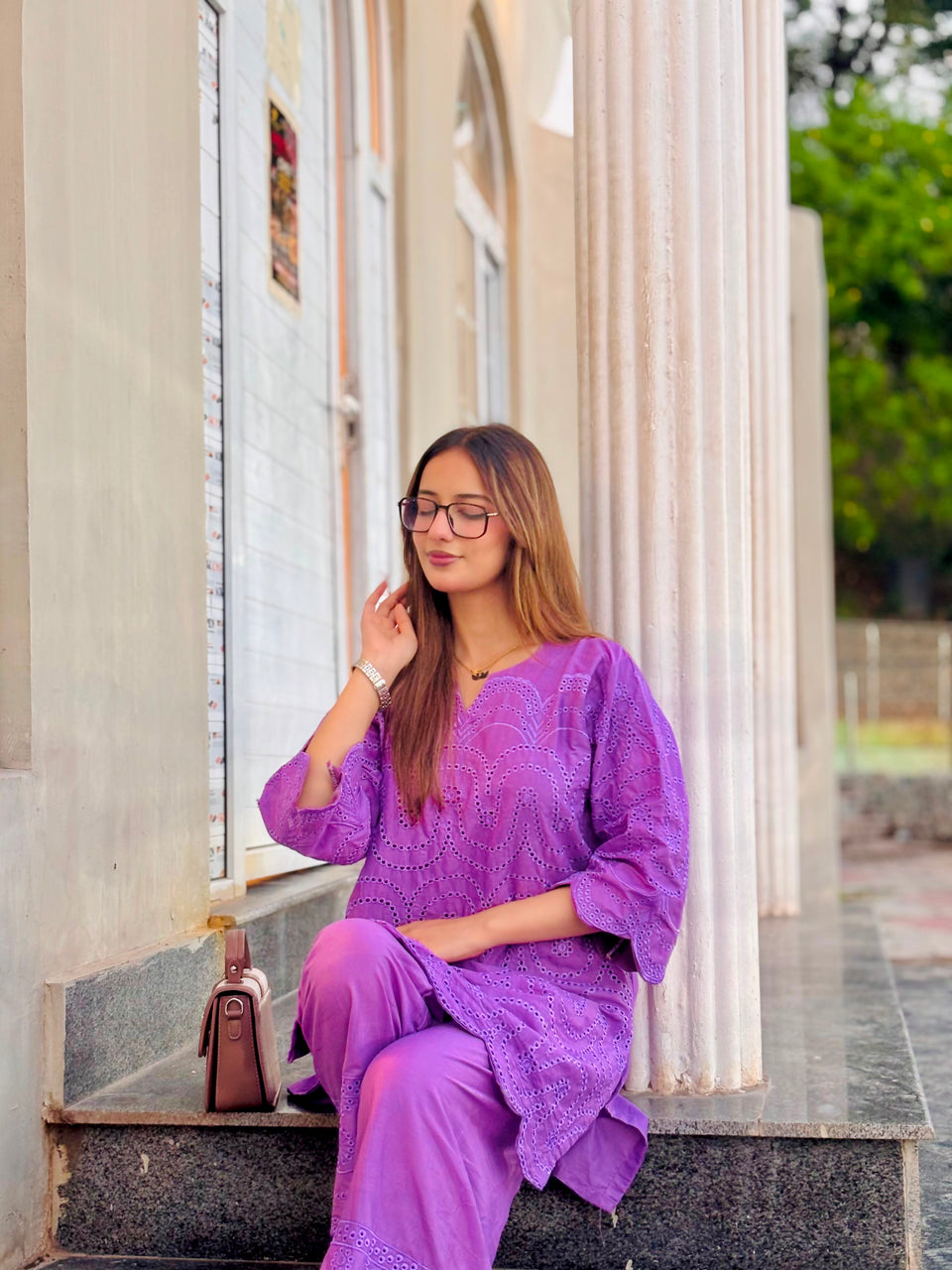 All-Over Chikankari Embroidered Cotton Suit (2PC)
