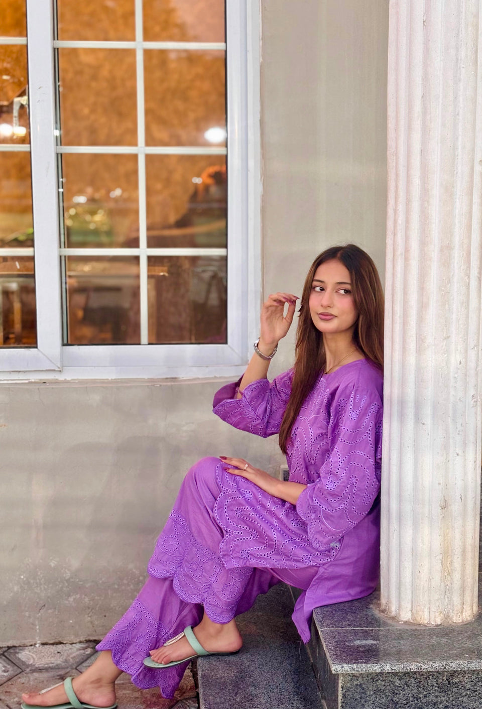 All-Over Chikankari Embroidered Cotton Suit (2PC)