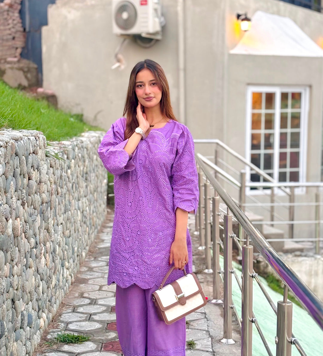 All-Over Chikankari Embroidered Cotton Suit (2PC)