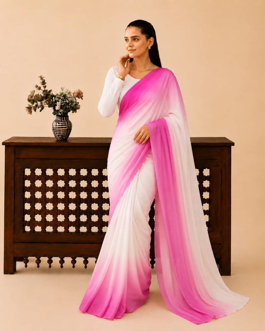 Aura Ombre Silk Saree with Matching Blouse Piece