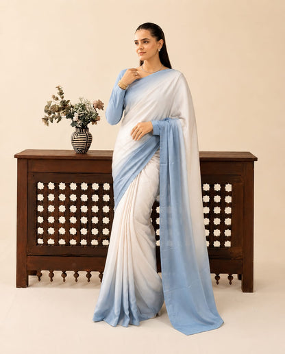 Aura Ombre Silk Saree with Matching Blouse Piece