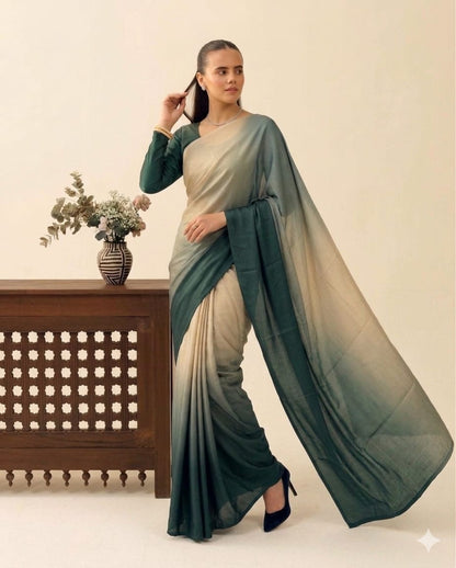 Aura Ombre Silk Saree with Matching Blouse Piece