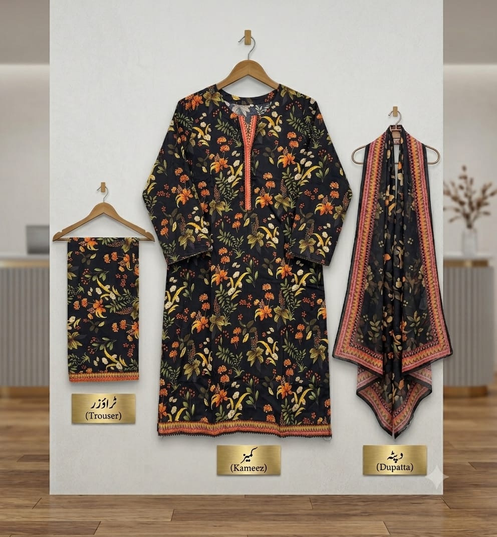 Onyx Flora Bareeza Pure Lawn Stitched Suit (3 PCS)