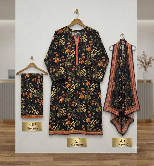 Onyx Flora Bareeza Pure Lawn Stitched Suit (3 PCS)