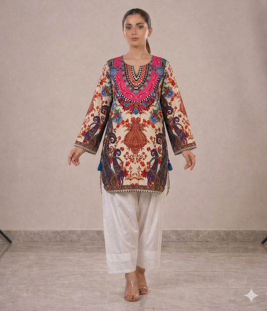 Royal Peacock Kaleidoscope Kurta & Farshi Shalwar