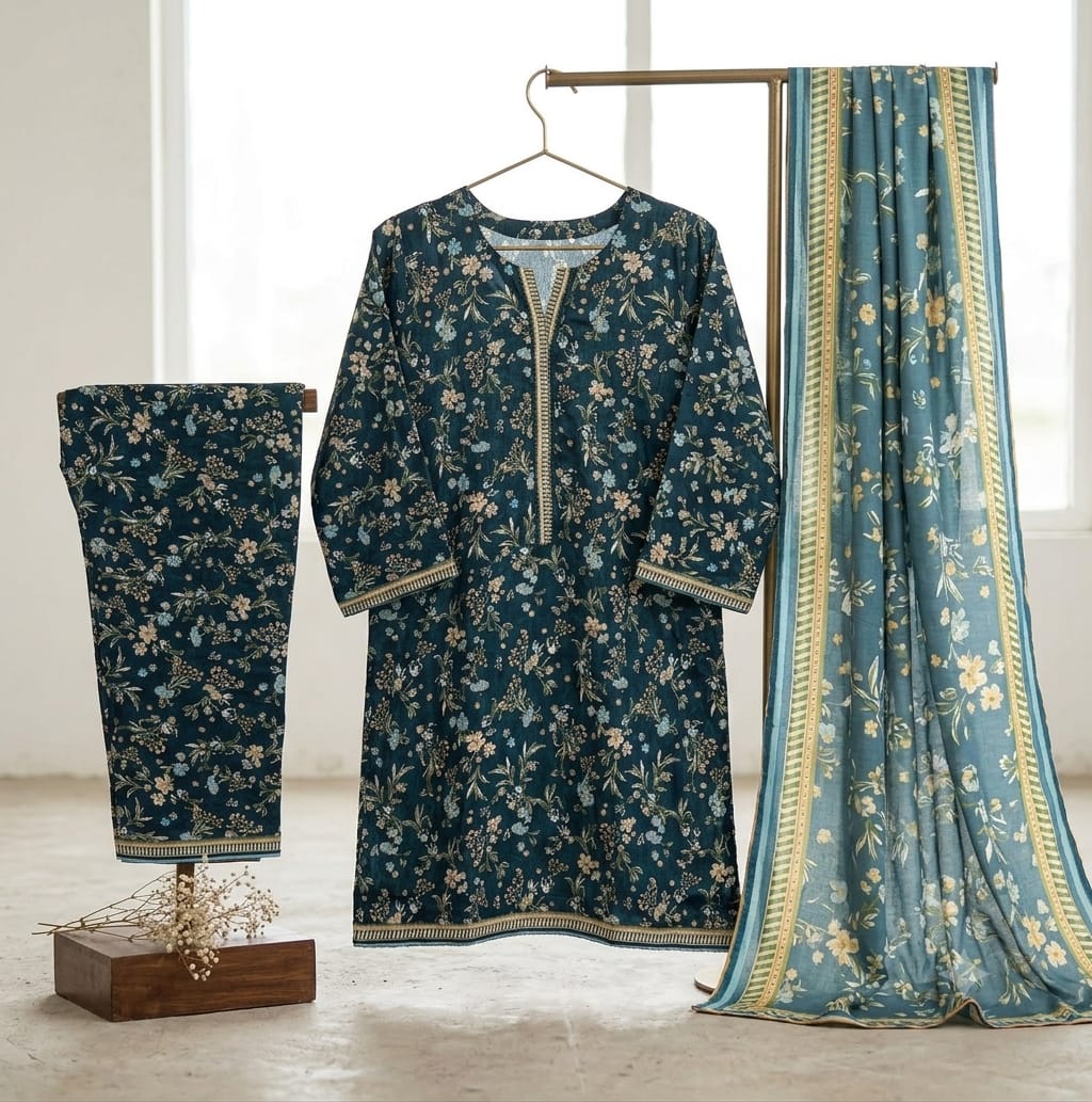 Midnight Garden Bareeza Pure Lawn Stitched Suit (3 PCS)