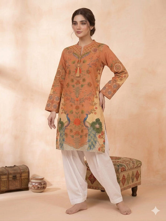 Amber Peacock Garden Kurta