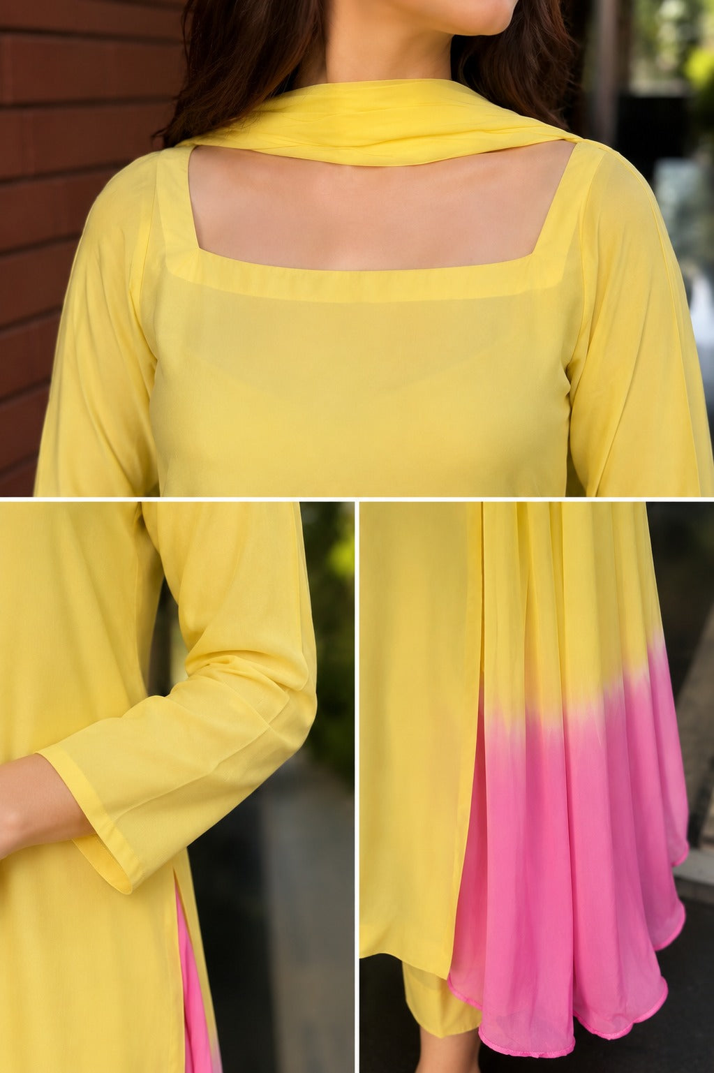 Long Length Boski Linen Shirt & Plazo with Dyed Dupatta (3PC)