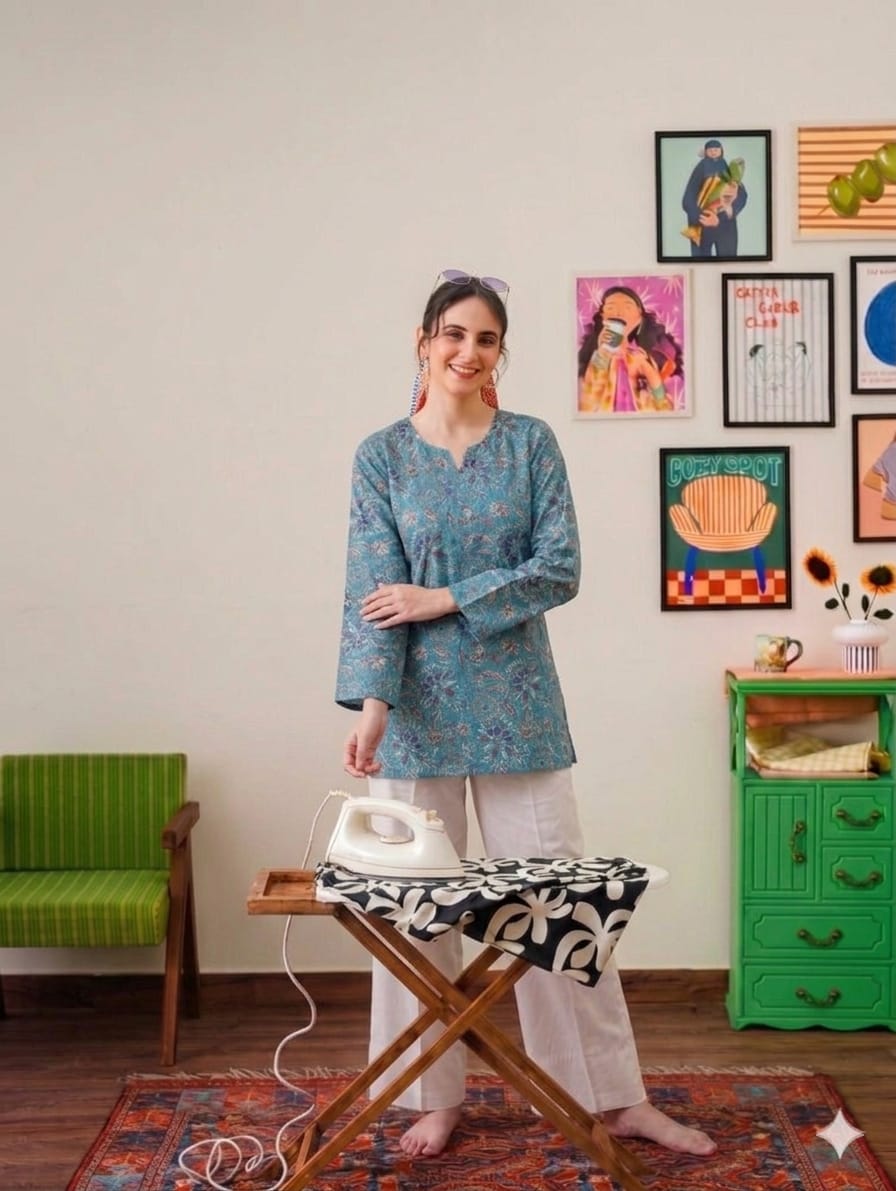 Midnight Bloom Floral Kurta & Farshi Shalwar| Teal & Indigo