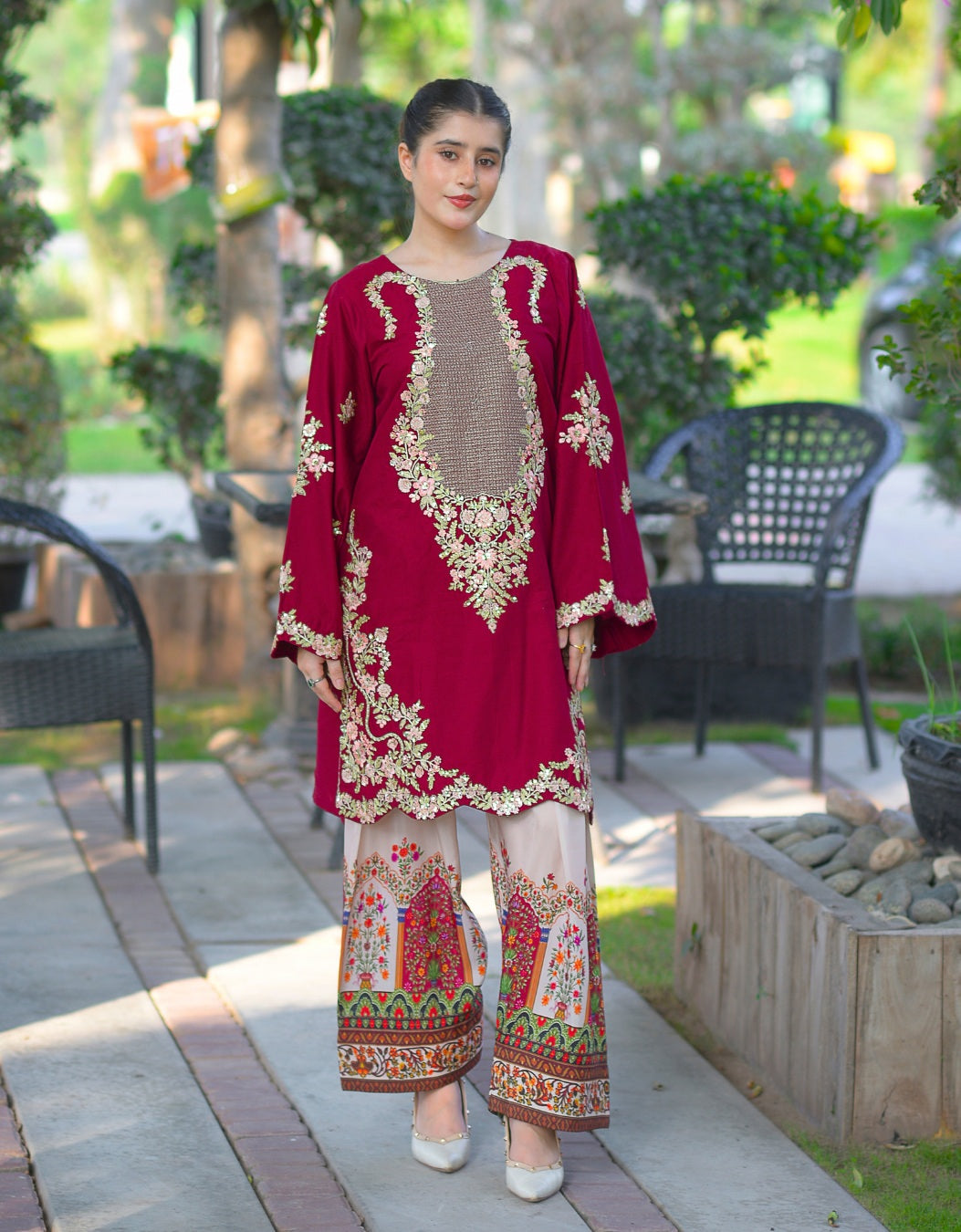 "Aroha" Heavy Embroidered 2PC