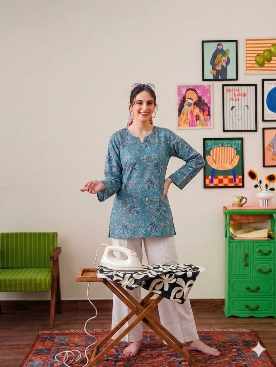 Midnight Bloom Floral Kurta & Farshi Shalwar| Teal & Indigo
