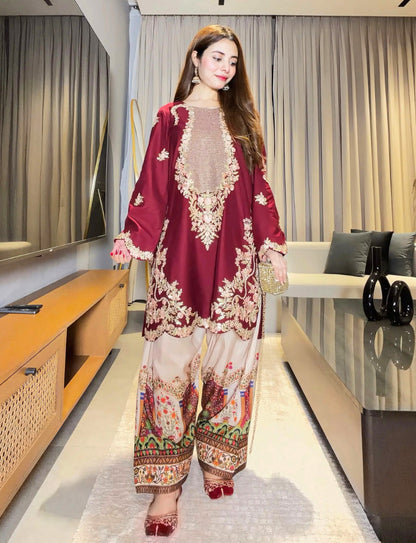 "Aroha" Heavy Embroidered 2PC