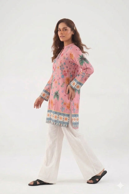Tropical Rose Palm Kurta & Farshi Shalwar