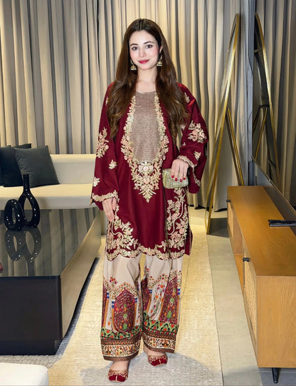 "Aroha" Heavy Embroidered 2PC