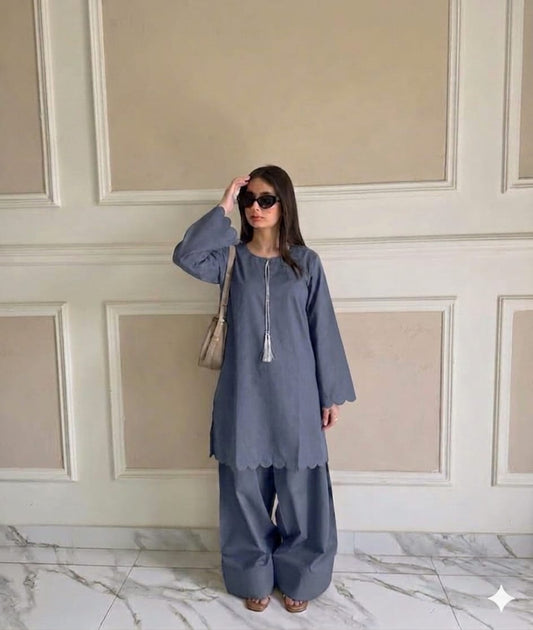 Umbrella Hem Co-ord Set | 2-Piece Cotton Tunic & Farshi Shalwar